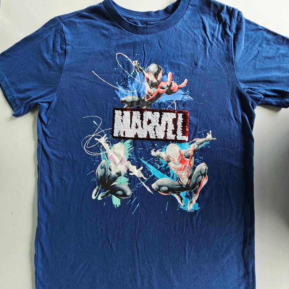 Marvel Spiderman Boys T-shirt Flip Sequin XL.